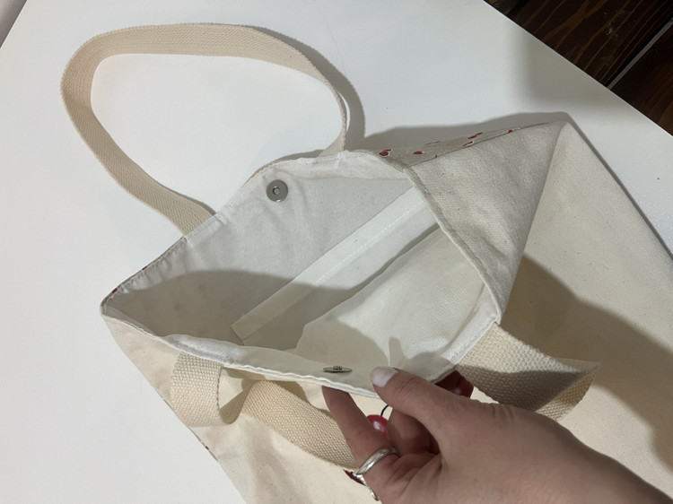 توت بگ کتان با نقاشی پارچه طرح آلبالو