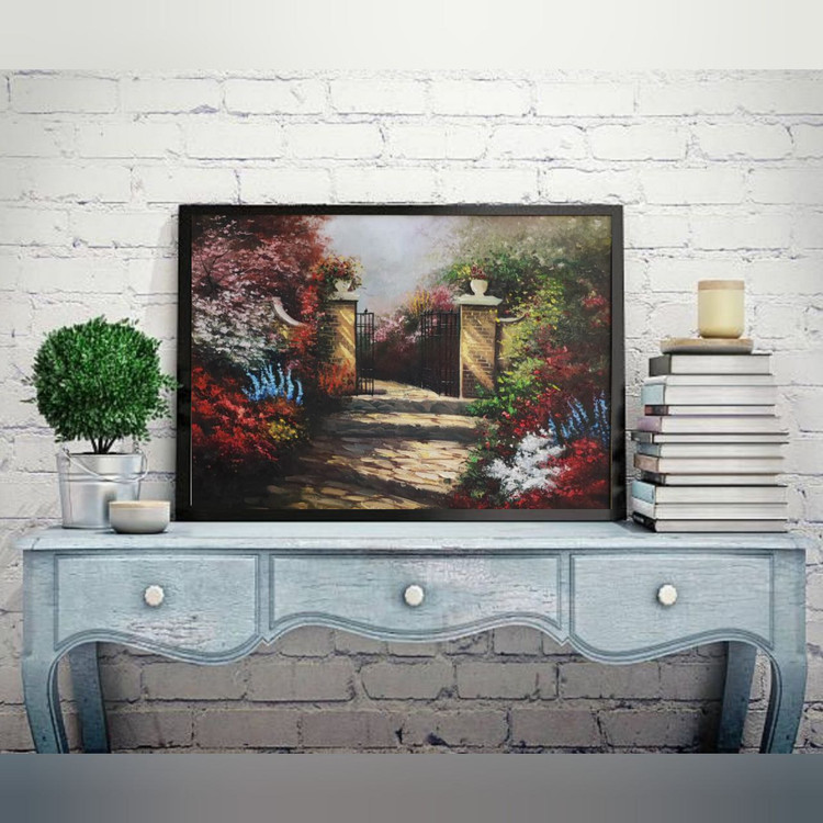 تابلو نقاشی رنگ و روغن با عنوان باغ بهشت سایز ۷۰×۵۰