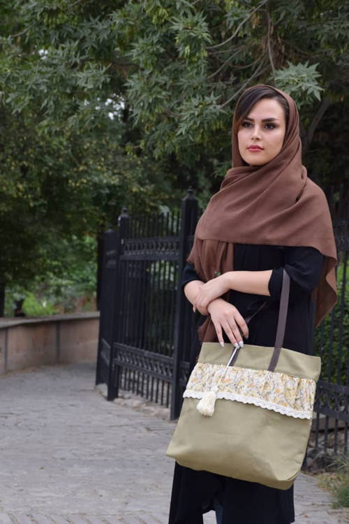 توت بگ کتان با نقاشی پارچه طرح آلبالو