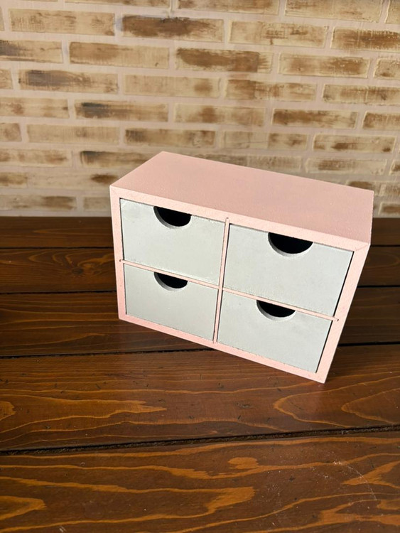 مینی دراور چهار کشویی زیورآلات چهار کشویی طوسی و صورتی