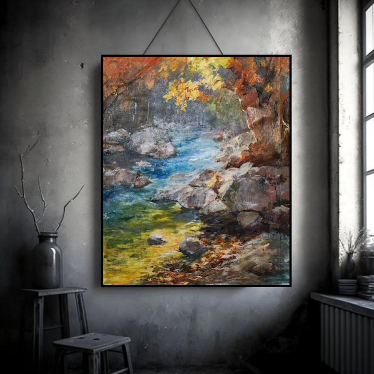 تابلو نقاشی رئالیسم با عنوان پاییز هزار رنگ