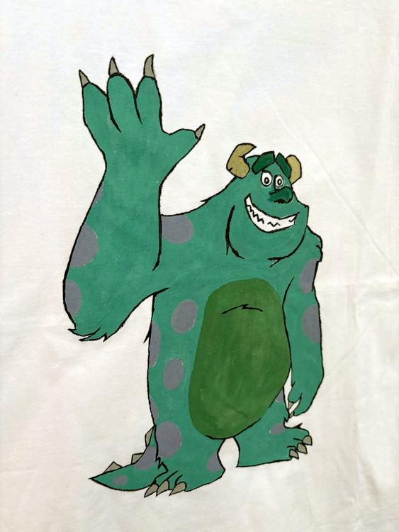 تیشرت نخی سفید فری سایز با طراحی دستی ، مدل سالی