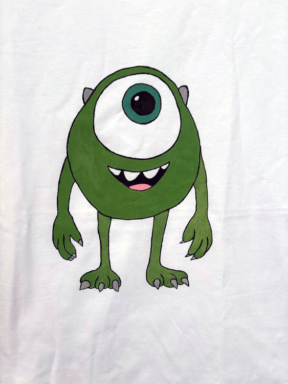 تیشرت نخی سفید فری سایز با نقاشی دستی مدل مایک