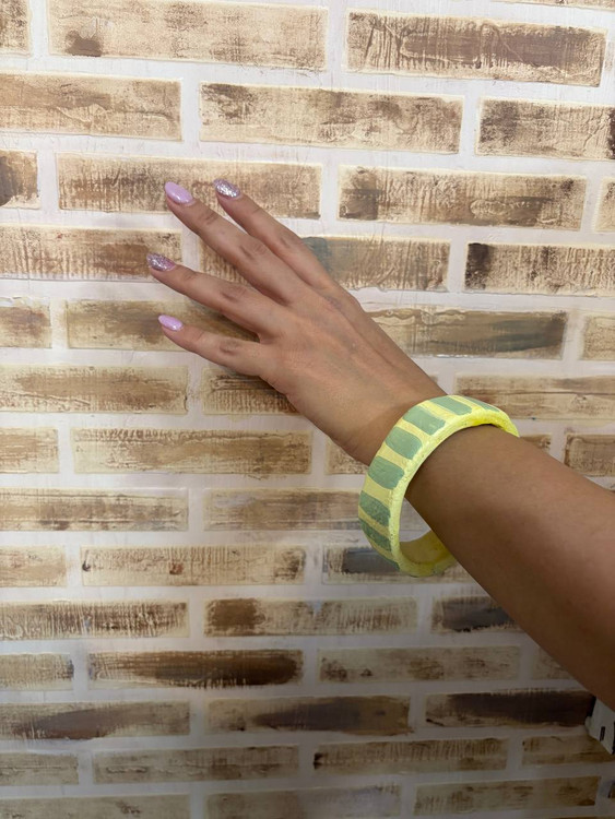 النگو پاپیه ماشه طرح راه راه زرد و سبز