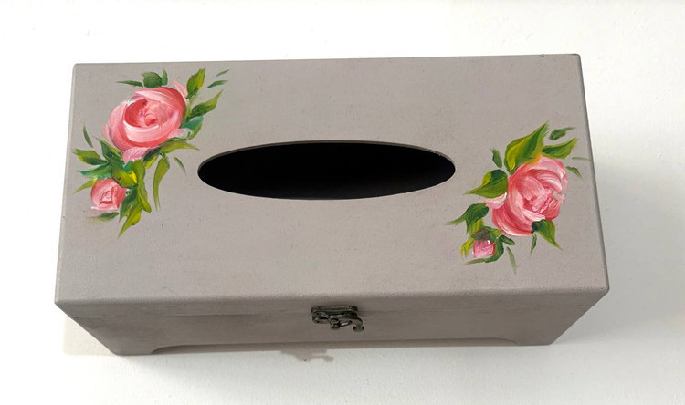 جعبه دستمال کاغذی نقاشی شده طرح گل رز