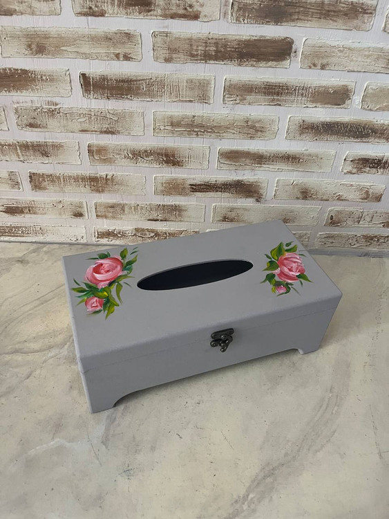 جعبه دستمال کاغذی نقاشی شده طرح گل رز