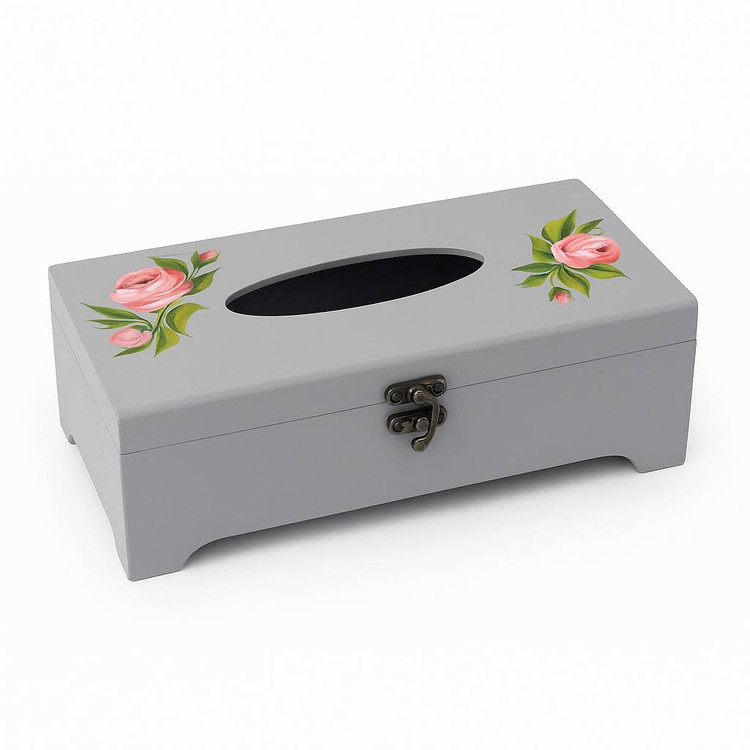 جعبه دستمال کاغذی نقاشی شده طرح گل رز