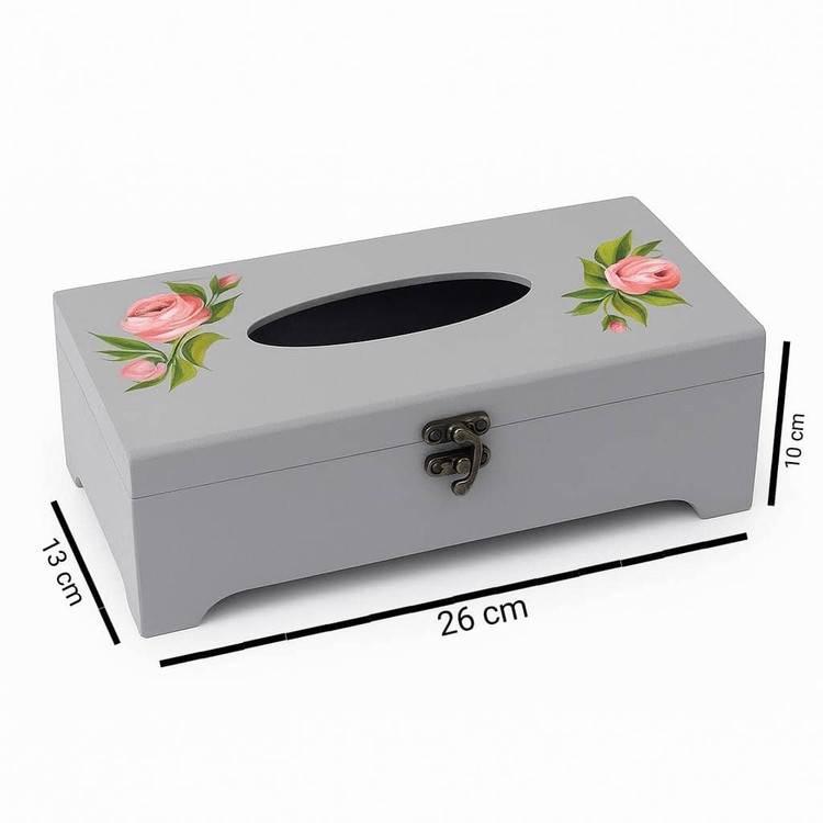 جعبه دستمال کاغذی نقاشی شده طرح گل رز