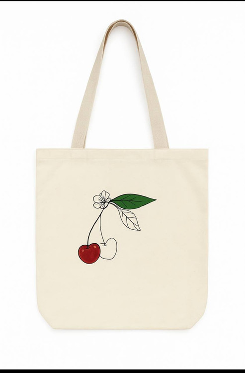 توت بگ کتان با نقاشی پارچه طرح آلبالو