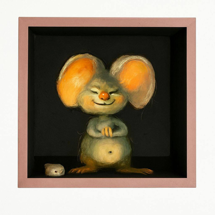 دیوارکوب چوبی برجسته فانتزی موش بازیگوش