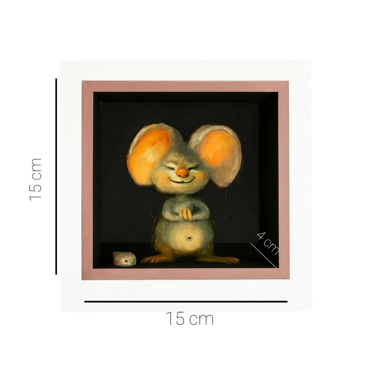 دیوارکوب چوبی برجسته فانتزی موش بازیگوش