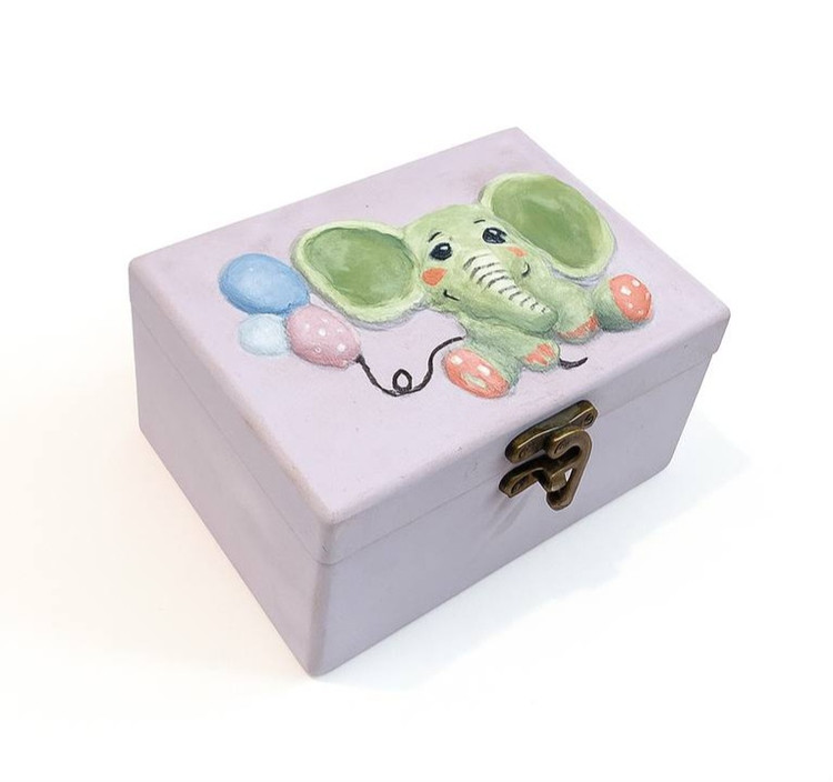 جعبه چوبی یاسی با طرح برجسته فیل خوشحال