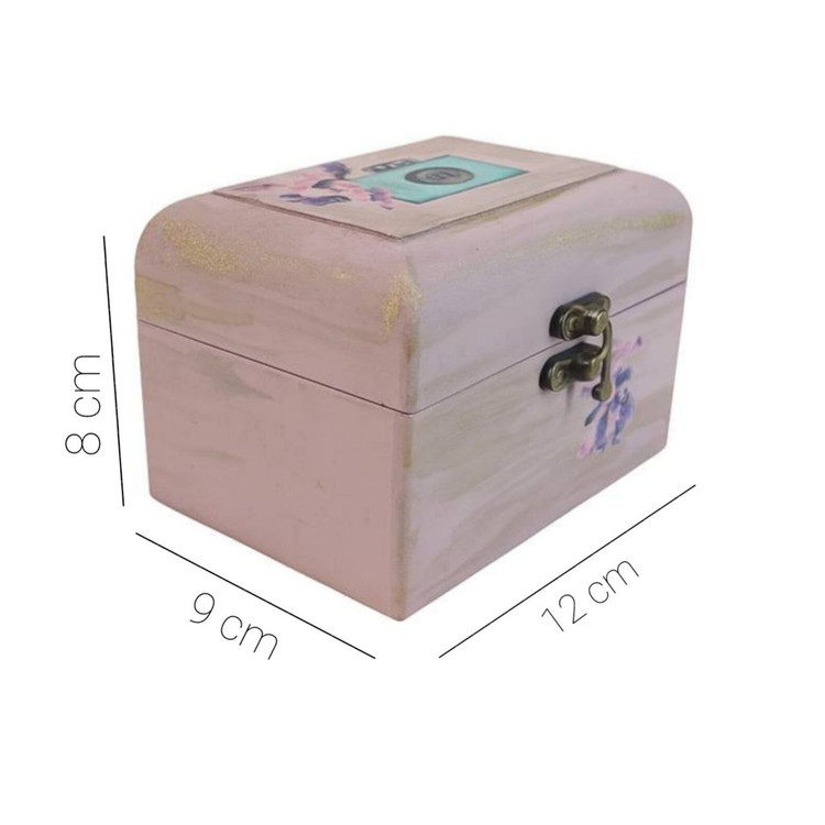 جعبه چوبی صورتی ملایم با رگه های طلایی طرح دوربین عکاسی