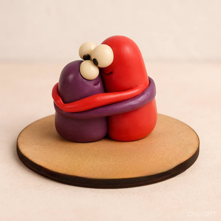 مجسمه خمیری دو عاشق خنگول کد 4