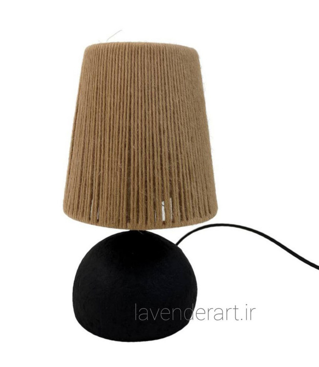 آباژور رومیزی دست ساز پاپیه ماشه طرح نیمکره مشکی با شید کنفی