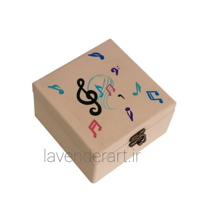 جعبه چوبی مکعب صورتی با طرح ملودی