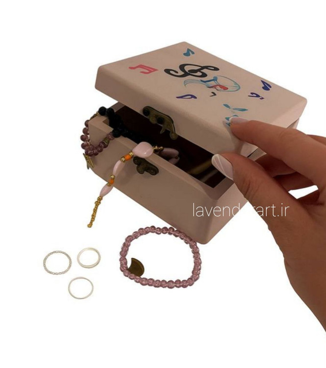 جعبه چوبی مکعب صورتی با طرح ملودی
