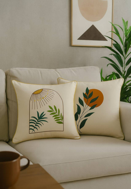 کاور کوسن نقاشی شده مینیمال 40*40 الیاف طبیعی طرح 1