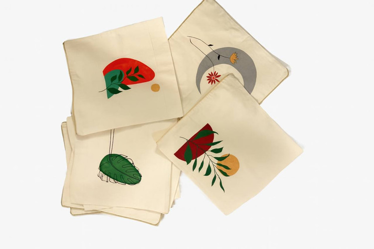 کاور کوسن نقاشی شده مینیمال 40*40 الیاف طبیعی طرح 2