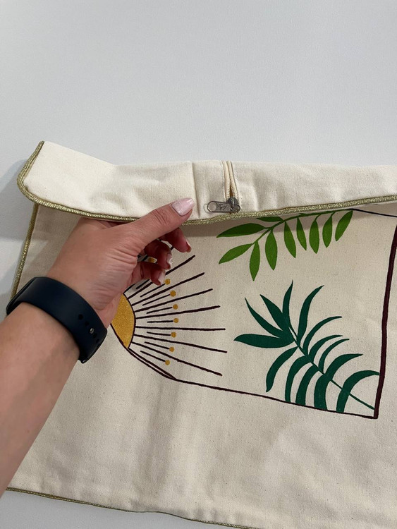 کاور کوسن نقاشی شده مینیمال 40*40 الیاف طبیعی طرح 2