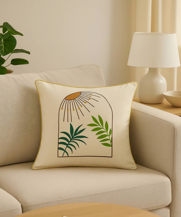 کاور کوسن نقاشی شده مینیمال 40*40 الیاف طبیعی طرح 2