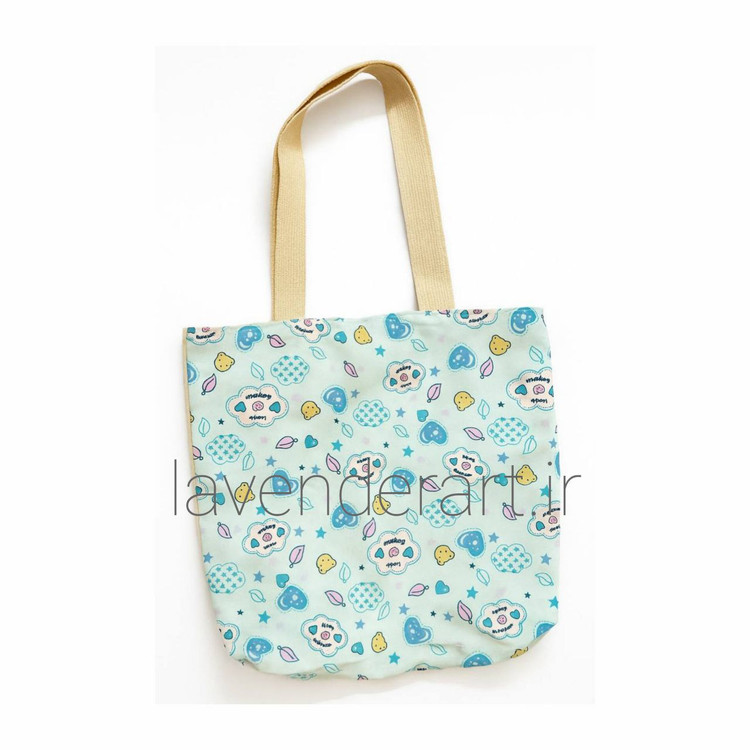 توت بگ کتان با نقاشی پارچه طرح رنگین کمان قلب ها