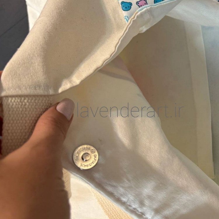 توت بگ کتان با نقاشی پارچه طرح رنگین کمان قلب ها