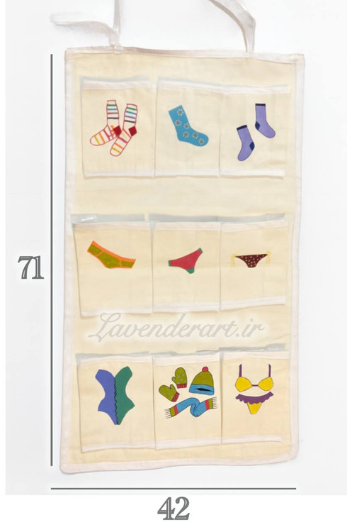 جاجورابی آویزی پارچه ای نقاشی شده 9 جیب