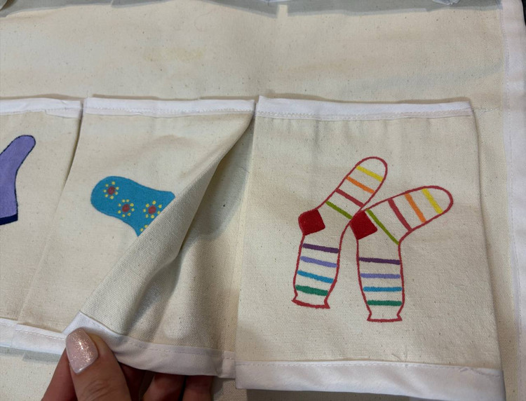 جاجورابی آویزی پارچه ای نقاشی شده 9 جیب