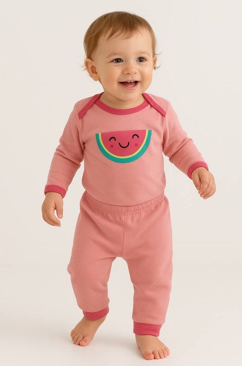 بادی و شلوار نوزادی نخ پنبه طرح هندوانه برند کارترز مناسب یلدا