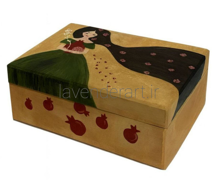 جعبه چوبی نقاشی شده دخترک و یلدا