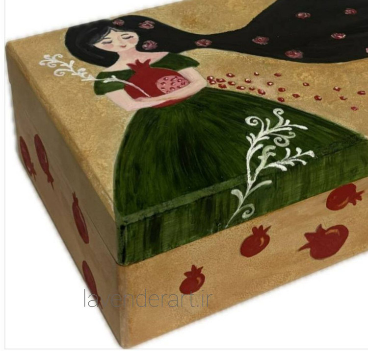 جعبه چوبی نقاشی شده دخترک و یلدا