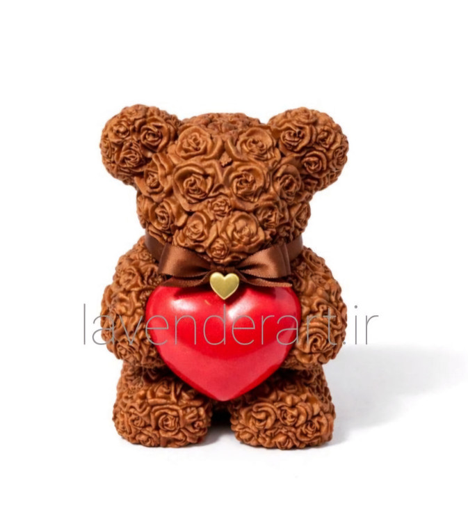 مجسمه پلی استر خرس تدی قلب در دست ارتفاع 6 سانتی متر