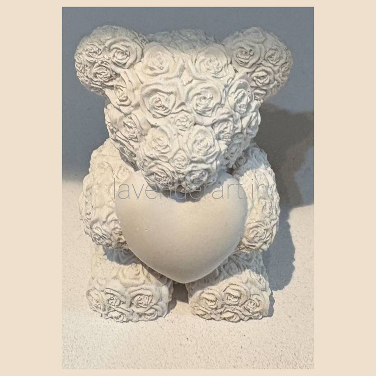 مجسمه پلی استر خرس تدی قلب در دست ارتفاع 6 سانتی متر