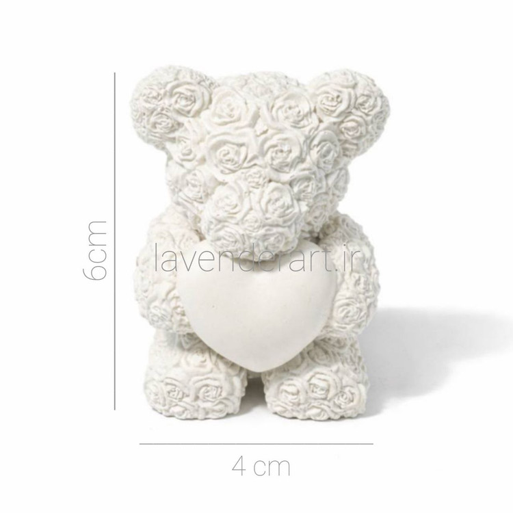 مجسمه پلی استر خرس تدی قلب در دست ارتفاع 6 سانتی متر