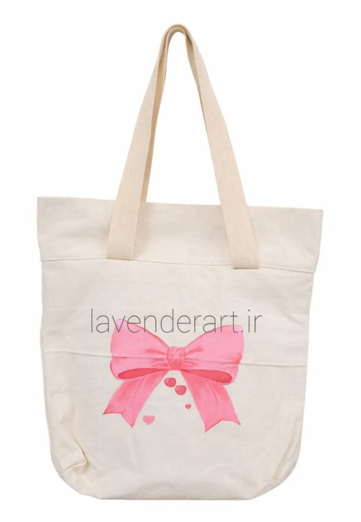 توت بگ کتان با نقاشی پارچه پاپیون صورتی