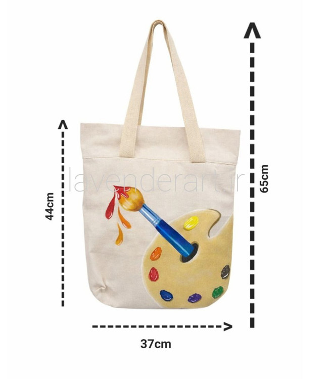 توت بگ کتان با نقاشی پارچه طرح پالت و قلمو