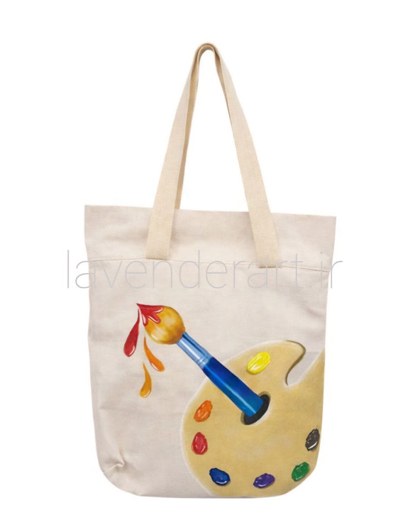 توت بگ کتان با نقاشی پارچه طرح پالت و قلمو