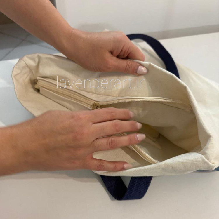 توت بگ کتان با نقاشی پارچه طرح مینیمال گربه