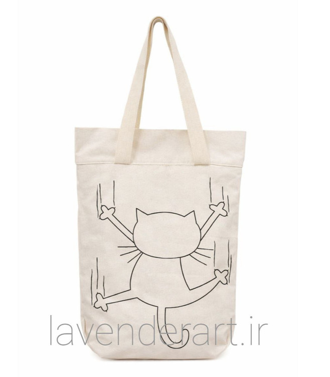 توت بگ کتان با نقاشی پارچه طرح مینیمال گربه