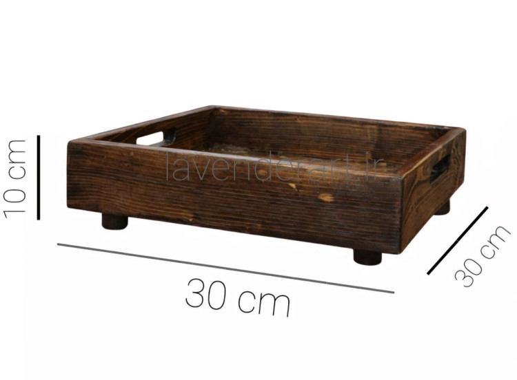 سینی چوب روس پایه دار با نقاشی دستکار