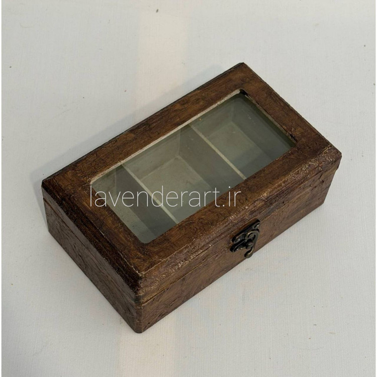 جعبه تیبگ سه خانه طرح چرم قهوه ای