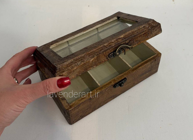 جعبه تیبگ سه خانه طرح چرم قهوه ای