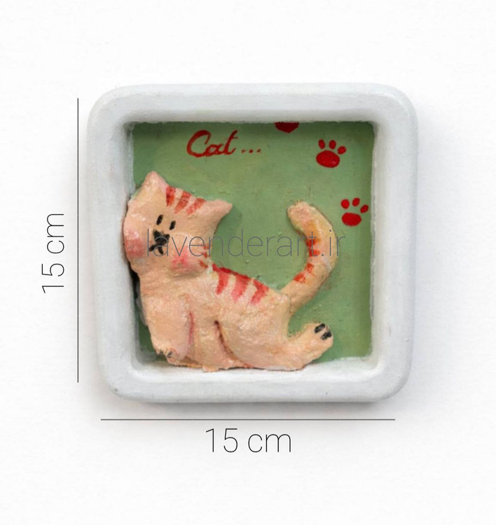 دیوارکوب چوبی فانتزی طرح برجسته گربه فسقلی