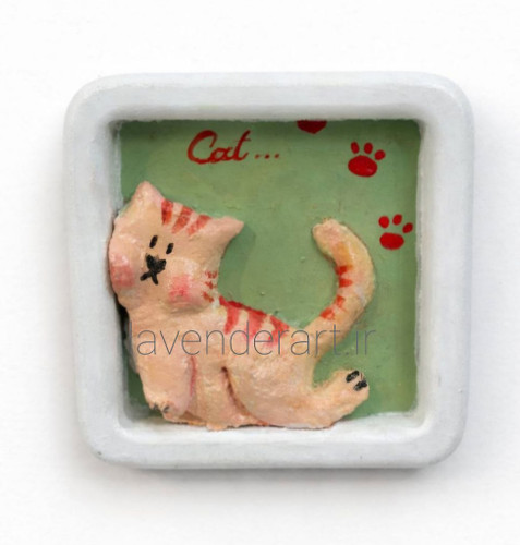 دیوارکوب چوبی فانتزی طرح برجسته گربه فسقلی