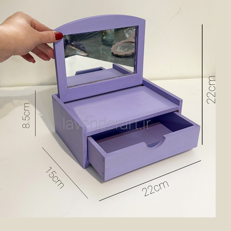 استند زیورآلات یاسی طرح پیانو همراه با کشو و آینه