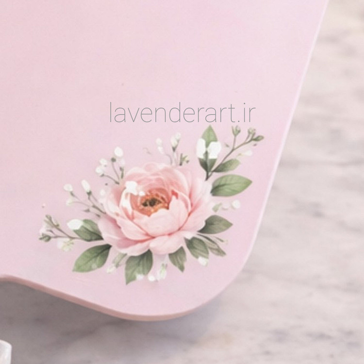 تخته سرو چوبی صورتی با طرح گل نقاشی شده