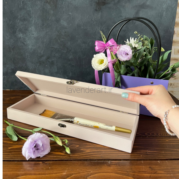 جعبه چوبی قلمو و لوازم هنری با طرح باستانی پاژ سایز 38.15.8