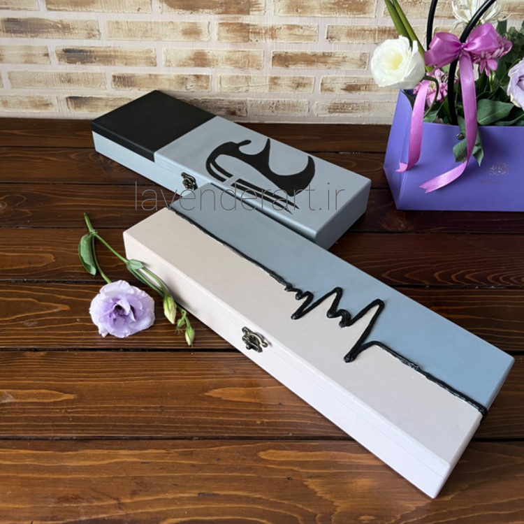 جعبه چوبی قلمو و لوازم هنری با طرح باستانی پاژ سایز 38.15.8