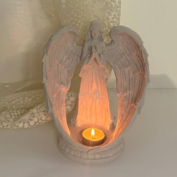 مجسمه پلی استر خام جای وارمر فرشته نگهبان ارتفاع 25 سانتی متر